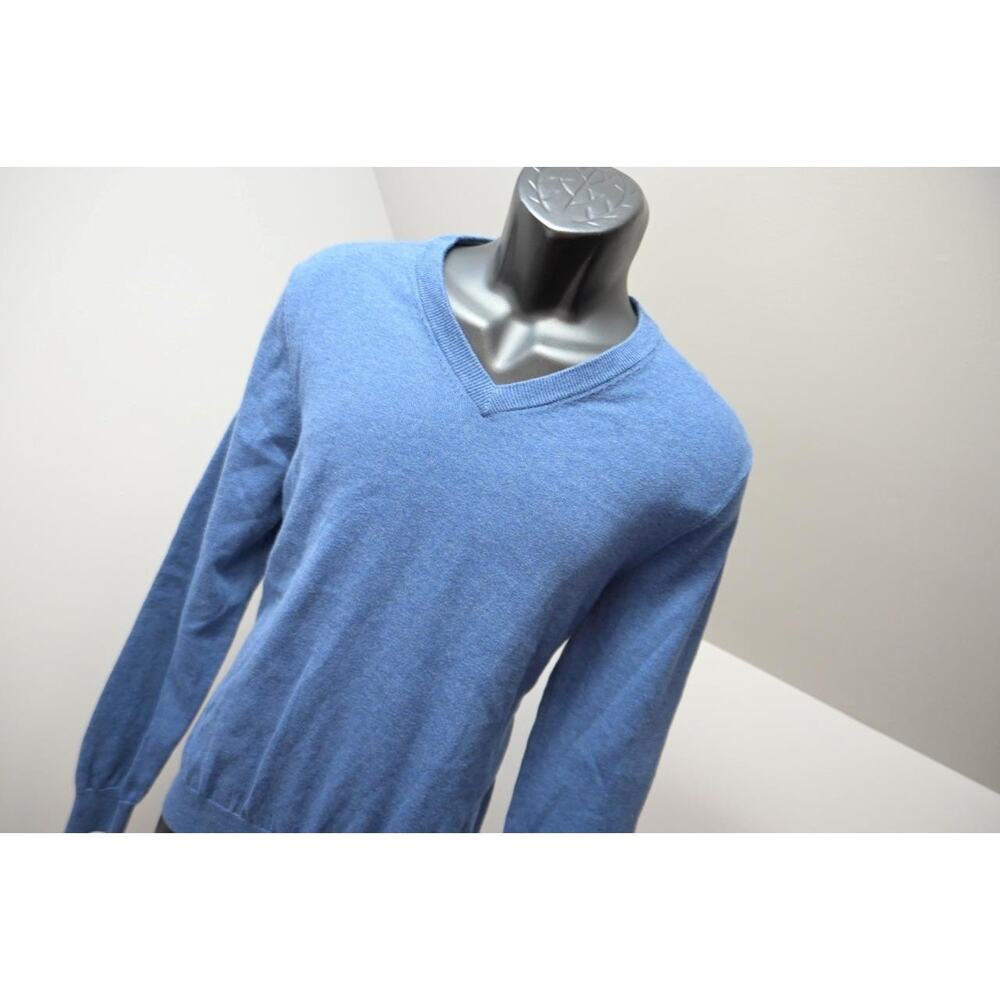 Brooks Brothers 346 Supima V Neck Sweater Blue Casual‎ Luxury Mens Medium - Picture 2 of 8
